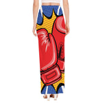 Pop Art Boxing Gloves Print High Slit Maxi Skirt