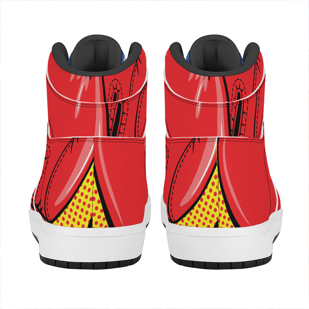 Pop Art Boxing Gloves Print High Top Leather Sneakers