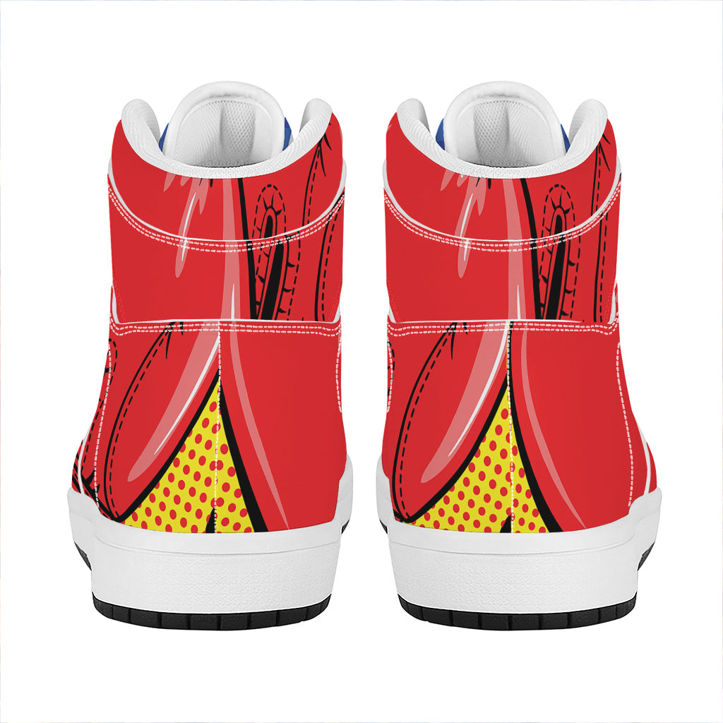 Pop Art Boxing Gloves Print High Top Leather Sneakers
