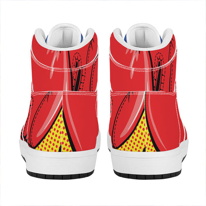 Pop Art Boxing Gloves Print High Top Leather Sneakers