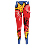 Pop Art Boxing Gloves Print High-Waisted Pocket Leggings