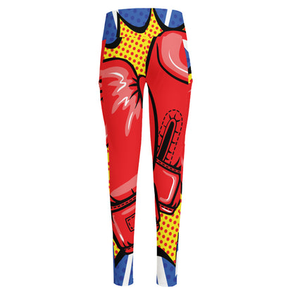 Pop Art Boxing Gloves Print High-Waisted Pocket Leggings