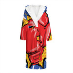 Pop Art Boxing Gloves Print Hooded Bathrobe