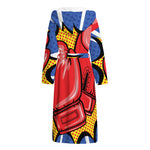 Pop Art Boxing Gloves Print Hooded Bathrobe
