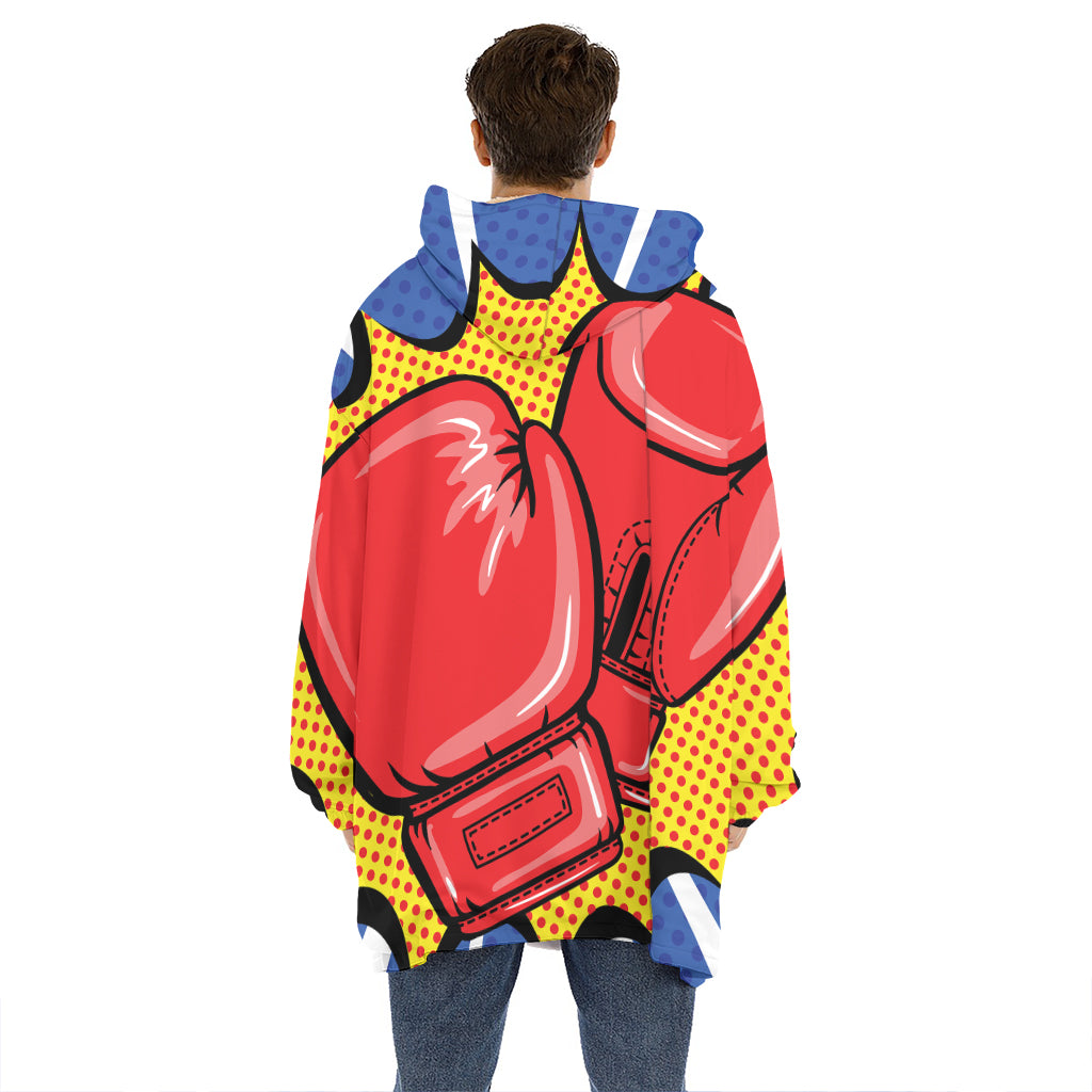 Pop Art Boxing Gloves Print Hoodie Blanket