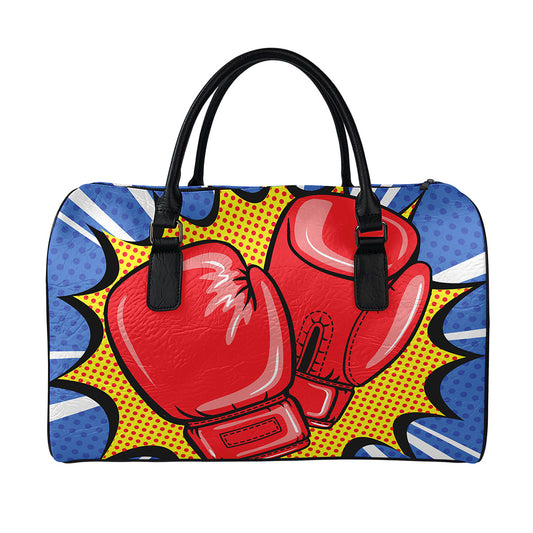 Pop Art Boxing Gloves Print Leather Duffle Bag