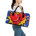 Pop Art Boxing Gloves Print Leather Duffle Bag