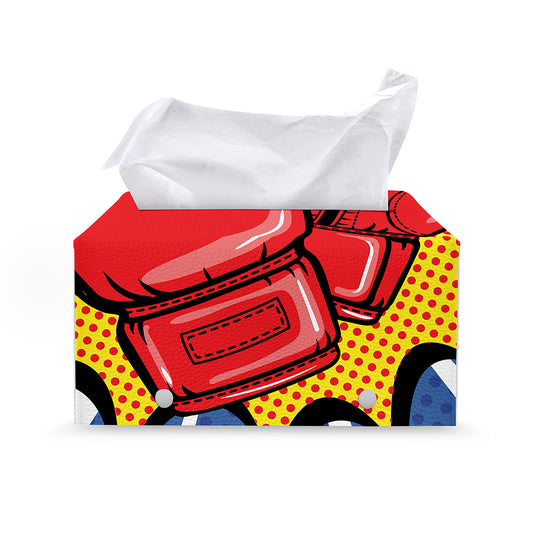 Pop Art Boxing Gloves Print Leather Tissue Box Cover