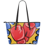 Pop Art Boxing Gloves Print Leather Tote Bag