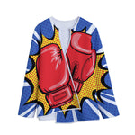 Pop Art Boxing Gloves Print Long Sleeve Short Coat