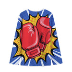 Pop Art Boxing Gloves Print Long Sleeve Short Coat