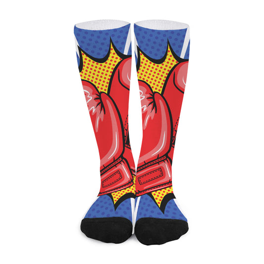 Pop Art Boxing Gloves Print Long Socks