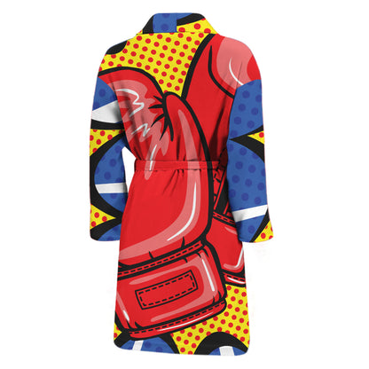 Pop Art Boxing Gloves Print Men's Bathrobe