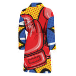 Pop Art Boxing Gloves Print Men's Bathrobe