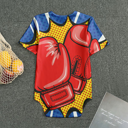 Pop Art Boxing Gloves Print Men's Bodysuit