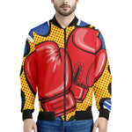 Pop Art Boxing Gloves Print Men's Bomber Jacket