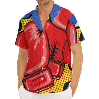 Pop Art Boxing Gloves Print Men's Deep V-Neck Shirt