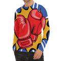 Pop Art Boxing Gloves Print Men's Long Sleeve Rash Guard