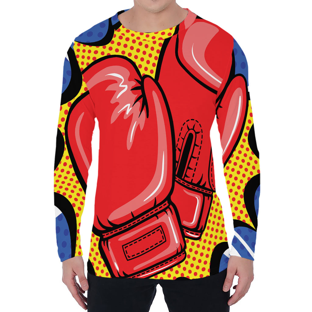 Pop Art Boxing Gloves Print Men's Long Sleeve T-Shirt