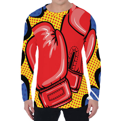 Pop Art Boxing Gloves Print Men's Long Sleeve T-Shirt