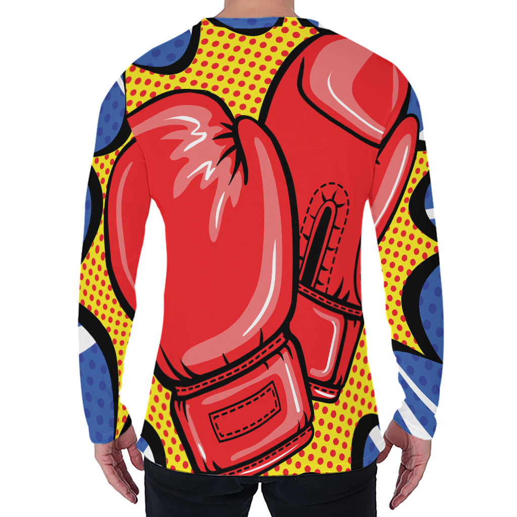 Pop Art Boxing Gloves Print Men's Long Sleeve T-Shirt