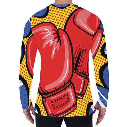 Pop Art Boxing Gloves Print Men's Long Sleeve T-Shirt