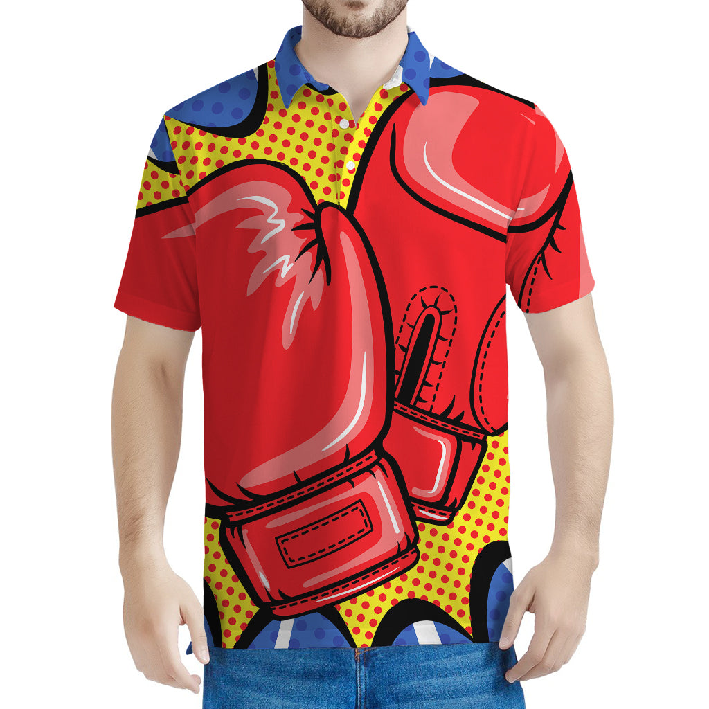 Pop Art Boxing Gloves Print Men's Polo Shirt