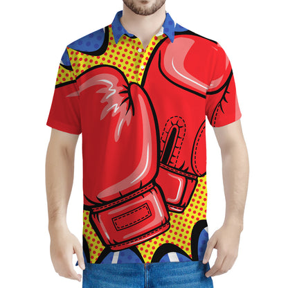 Pop Art Boxing Gloves Print Men's Polo Shirt