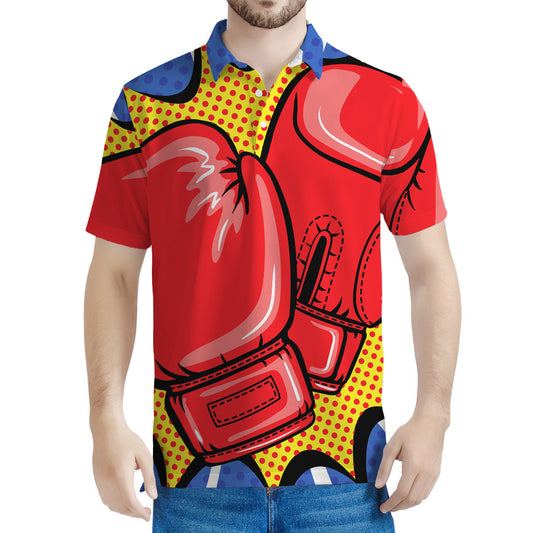Pop Art Boxing Gloves Print Men's Polo Shirt