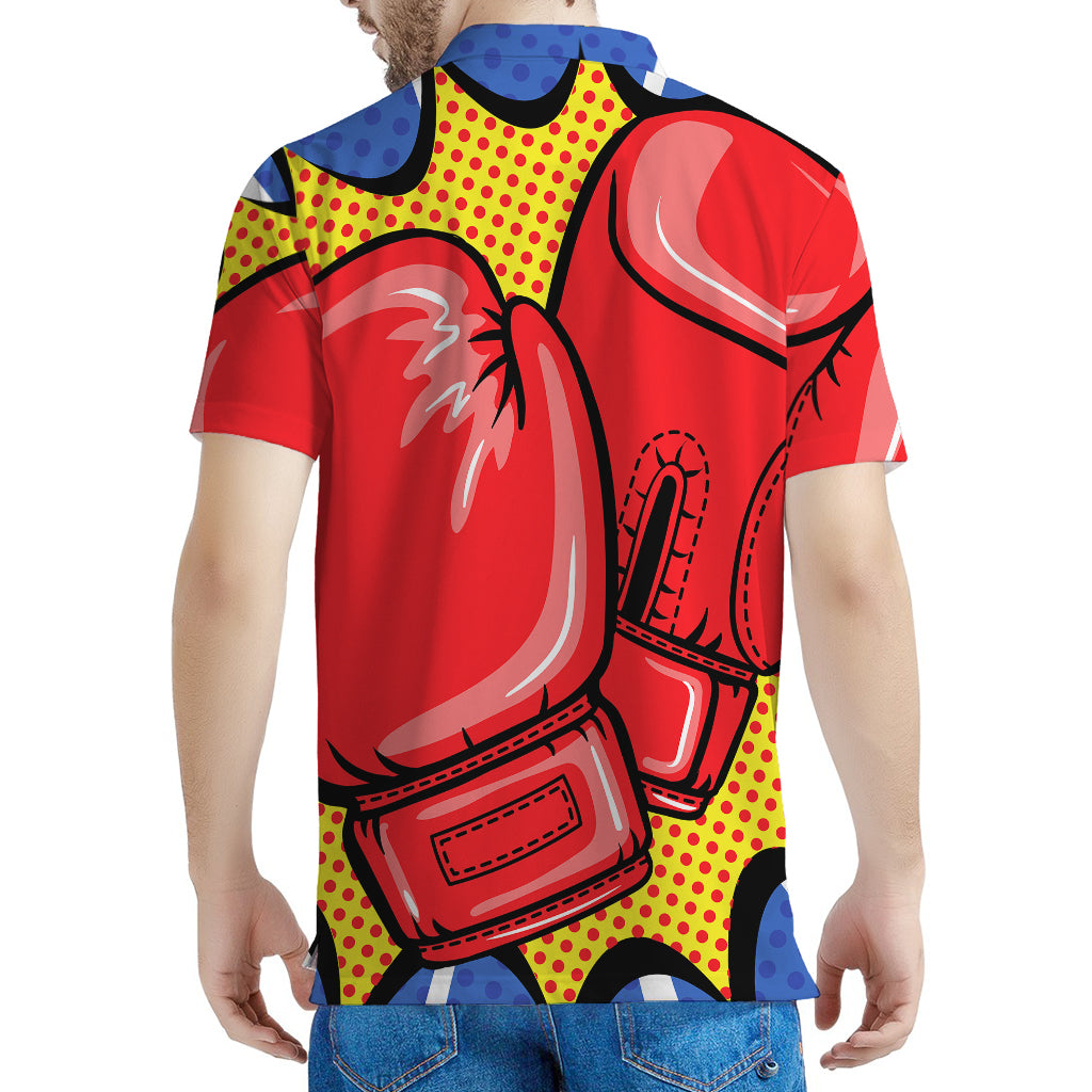 Pop Art Boxing Gloves Print Men's Polo Shirt