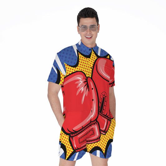 Pop Art Boxing Gloves Print Men's Rompers