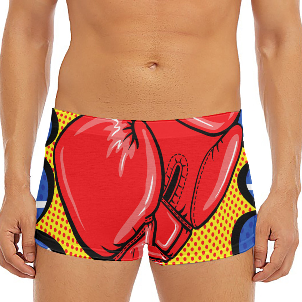 Pop Art Boxing Gloves Print Men's Short Boxer Briefs