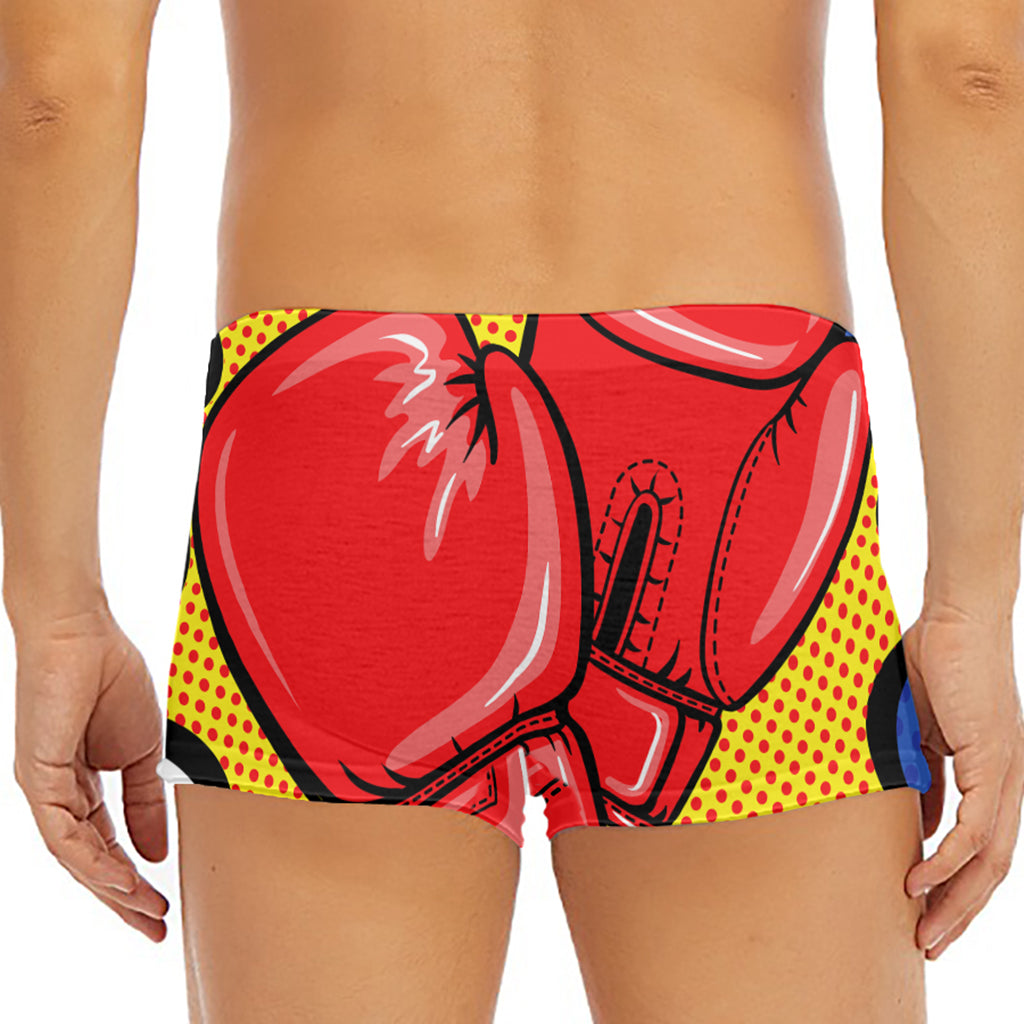 Pop Art Boxing Gloves Print Men's Short Boxer Briefs