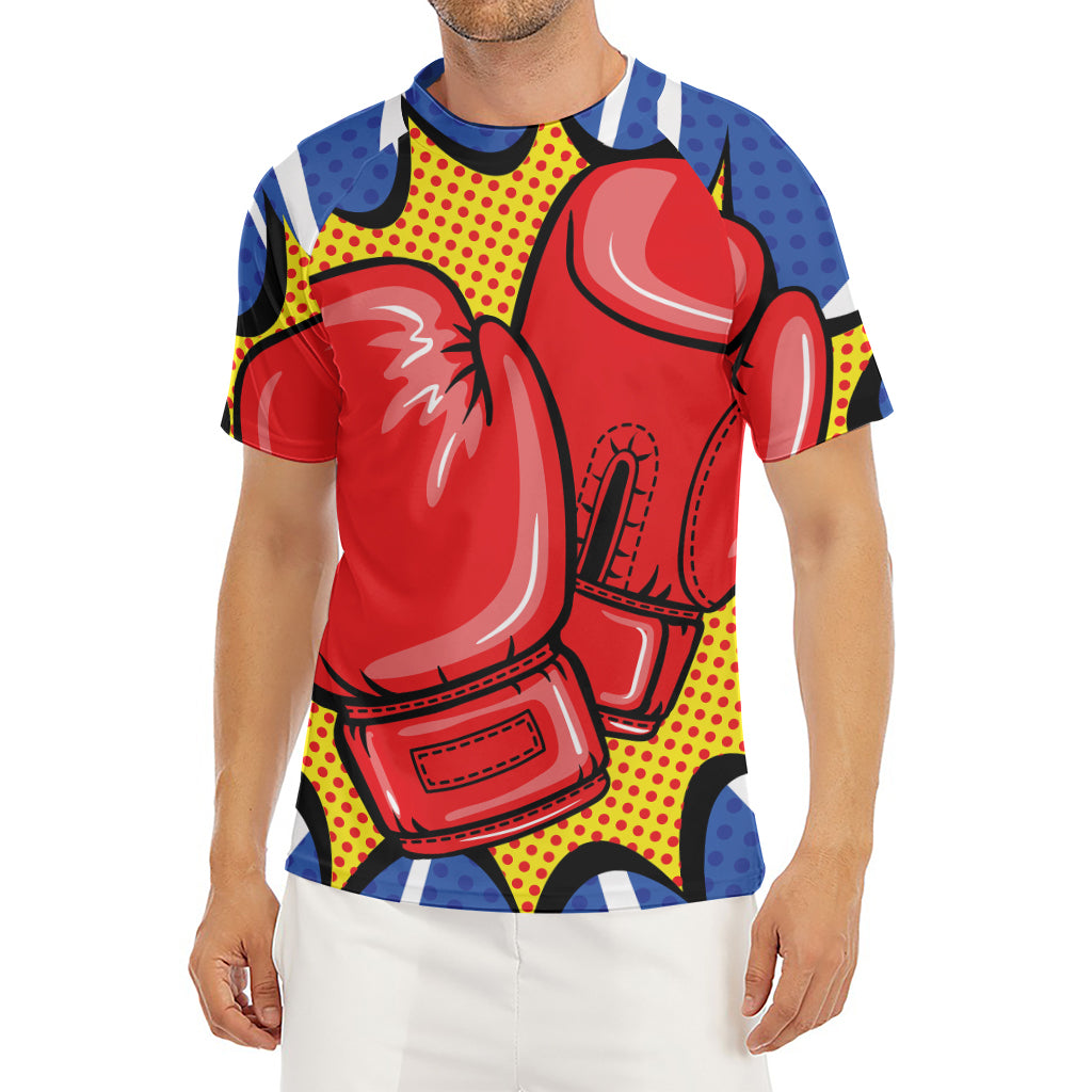 Pop Art Boxing Gloves Print Men's Short Sleeve Rash Guard