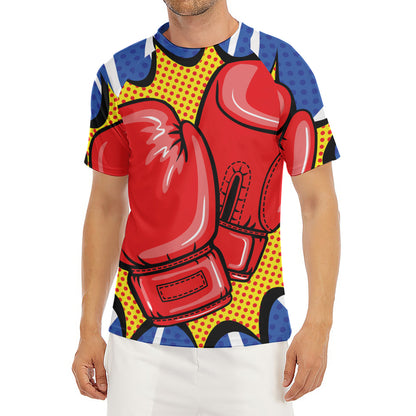 Pop Art Boxing Gloves Print Men's Short Sleeve Rash Guard