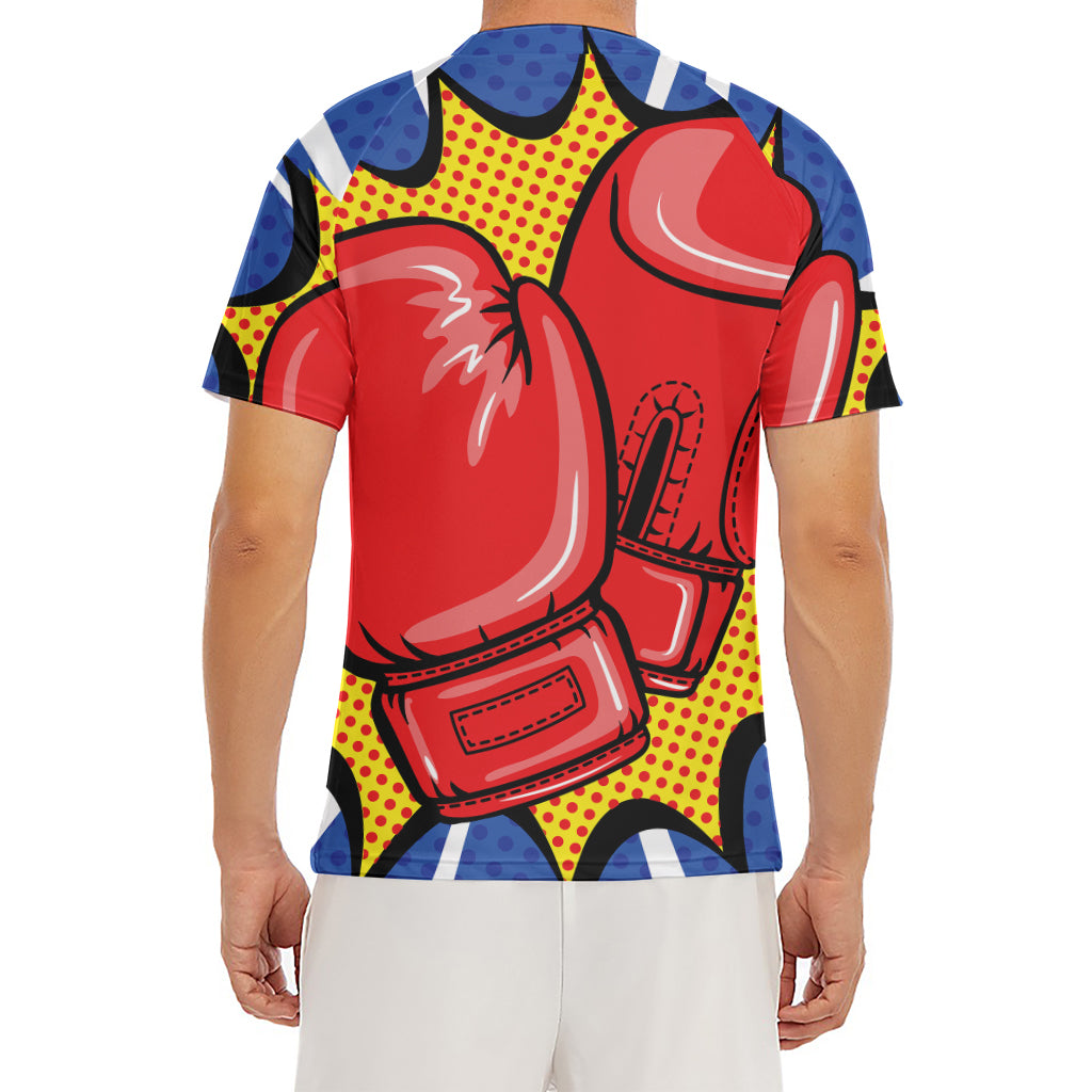 Pop Art Boxing Gloves Print Men's Short Sleeve Rash Guard