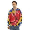 Pop Art Boxing Gloves Print Men's Velvet Pullover Hoodie