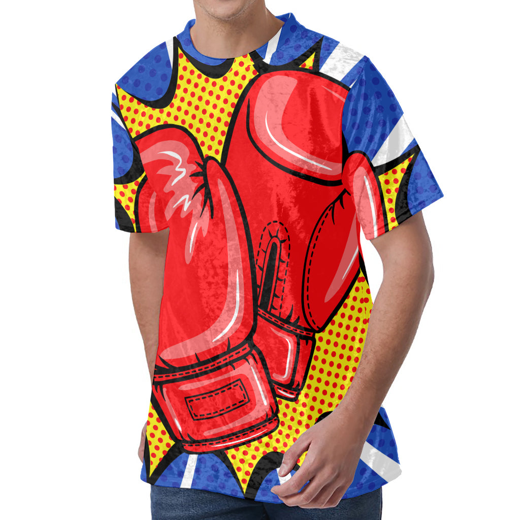 Pop Art Boxing Gloves Print Men's Velvet T-Shirt