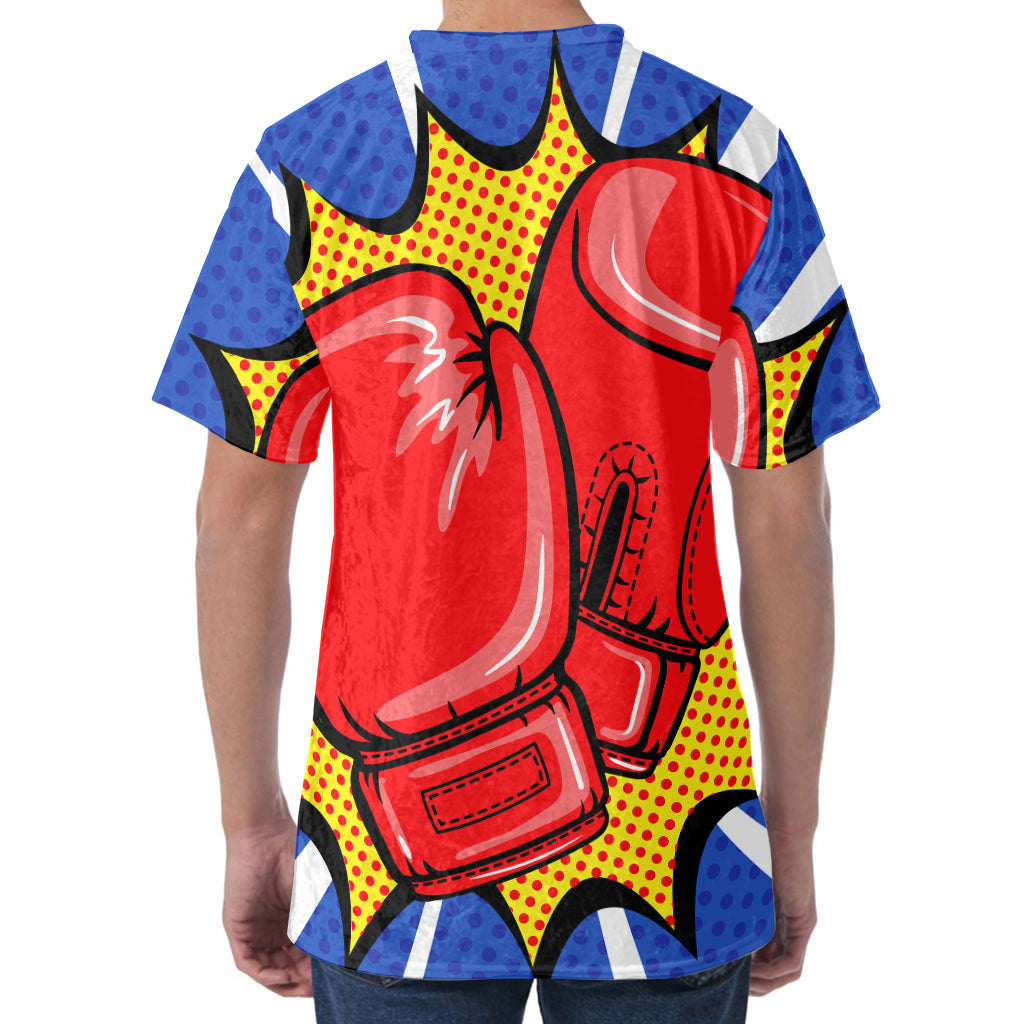 Pop Art Boxing Gloves Print Men's Velvet T-Shirt