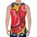 Pop Art Boxing Gloves Print Men's Velvet Tank Top