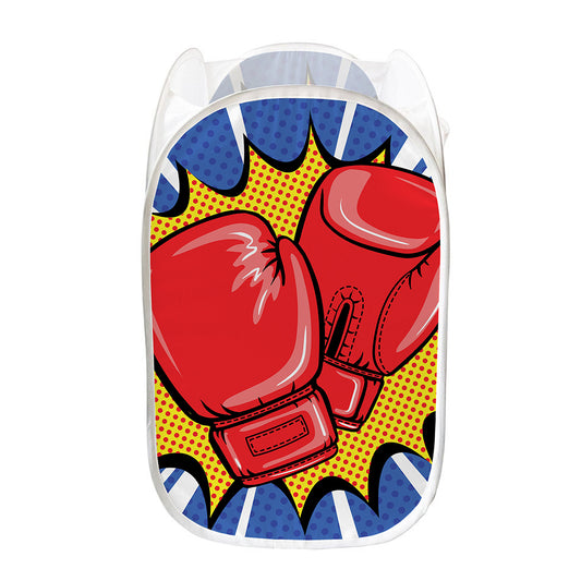 Pop Art Boxing Gloves Print Mesh Laundry Hamper