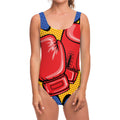 Pop Art Boxing Gloves Print One Piece Swimsuit