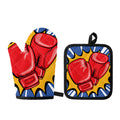 Pop Art Boxing Gloves Print Oven Mitt And Pot Holder Set