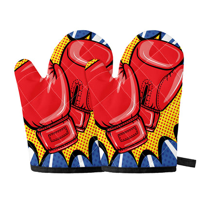 Pop Art Boxing Gloves Print Oven Mitts