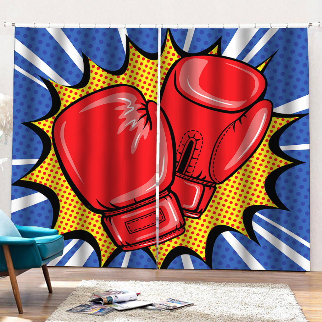 Pop Art Boxing Gloves Print Pencil Pleat Curtains
