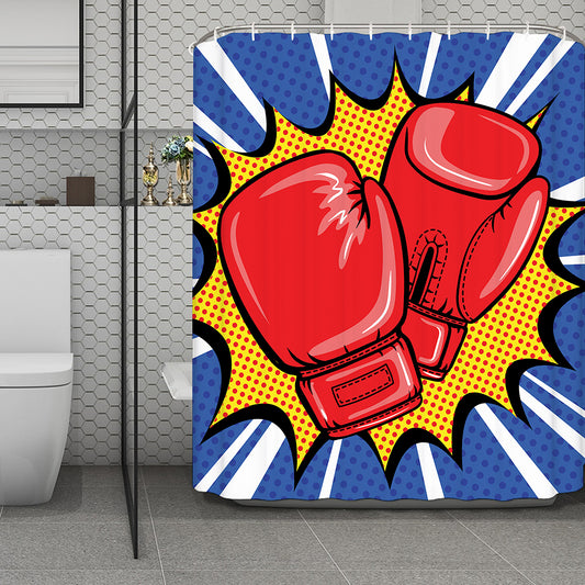 Pop Art Boxing Gloves Print Polyester Shower Curtain