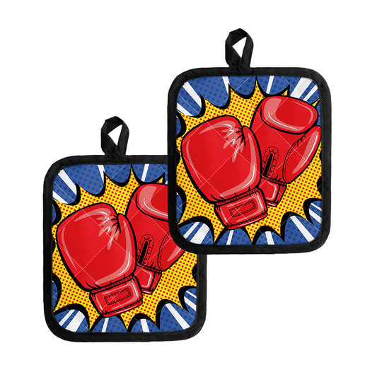 Pop Art Boxing Gloves Print Pot Holders
