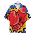 Pop Art Boxing Gloves Print Rayon Hawaiian Shirt