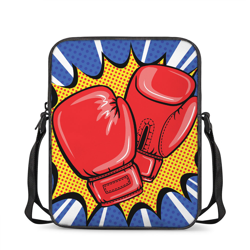 Pop Art Boxing Gloves Print Rectangular Crossbody Bag