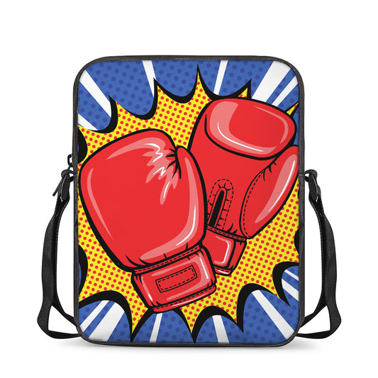 Pop Art Boxing Gloves Print Rectangular Crossbody Bag